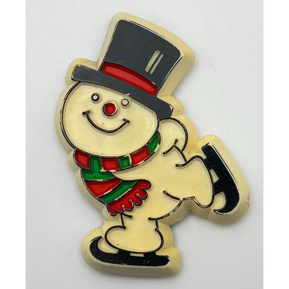Snowman Ice Skating Refrigerator Magnet Vintage Christmas Decor Frosty - Picture 5 of 6